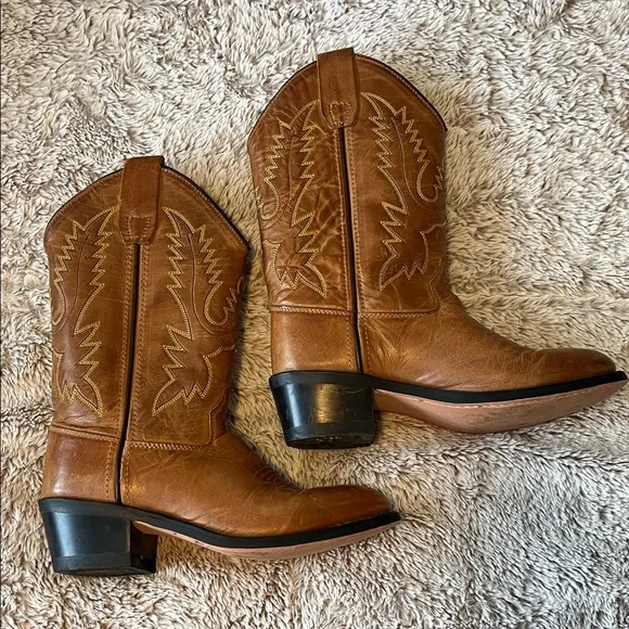 Old West Brown Kids Boots - Picture 1 of 6